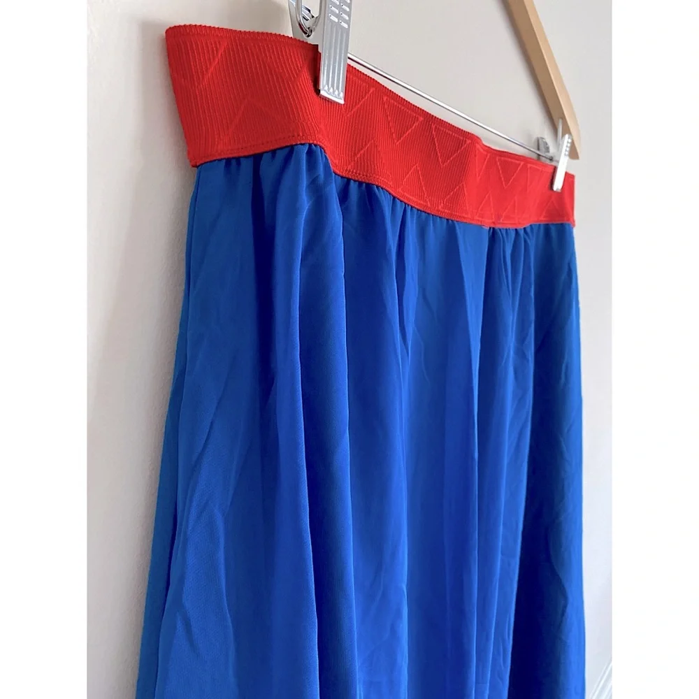 LuLaRoe Royal Blue with Red Elastic Waistband Lola Midi Skirt - Size 2XL 🇺🇸 - Picture 2 of 4
